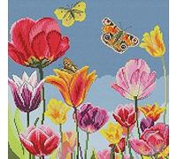 Arione New Cross Stitch Kits for Adults Beginners Pre Printed Stamped Cross Stitch Kit Embroidery Tapestry Kit Tulips (11 Count Kit) 47 x 47 CM