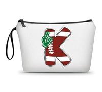 ARIOSEY Football Birthday Appreciation Graduation Gifts Small Initial Makeup Toiletry Bag for Her Women Teacher Stuff Friend Girl-A, Football, K