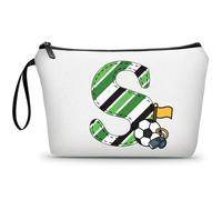 ARIOSEY Football Birthday Appreciation Graduation Gifts Small Initial Makeup Toiletry Bag for Her Women Teacher Stuff Friend Girl-A, Soccer