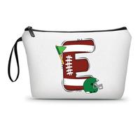 ARIOSEY Football Birthday Appreciation Graduation Gifts Small Initial Makeup Toiletry Bag for Her Women Teacher Stuff Friend Girl-A, Football, E