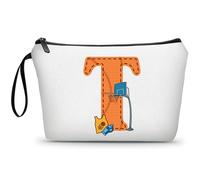 ARIOSEY Football Birthday Appreciation Graduation Gifts Small Initial Makeup Toiletry Bag for Her Women Teacher Stuff Friend Girl-A, Basketball