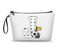 ARIOSEY Football Birthday Appreciation Graduation Gifts Small Initial Makeup Toiletry Bag for Her Women Teacher Stuff Friend Girl-A, Soccer