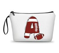 ARIOSEY Football Birthday Appreciation Graduation Gifts Small Initial Makeup Toiletry Bag for Her Women Teacher Stuff Friend Girl-A, Football