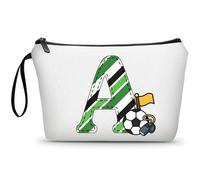 ARIOSEY Football Birthday Appreciation Graduation Gifts Small Initial Makeup Toiletry Bag for Her Women Teacher Stuff Friend Girl-A, Soccer