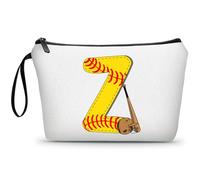 ARIOSEY Football Birthday Appreciation Graduation Gifts Small Initial Makeup Toiletry Bag for Her Women Teacher Stuff Friend Girl-A, Softball