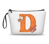 ARIOSEY Football Birthday Appreciation Graduation Gifts Small Initial Makeup Toiletry Bag for Her Women Teacher Stuff Friend Girl-A, Basketball, D