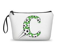 ARIOSEY Football Birthday Appreciation Graduation Gifts Small Initial Makeup Toiletry Bag for Her Women Teacher Stuff Friend Girl-A, Soccer