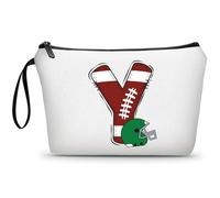 ARIOSEY Football Birthday Appreciation Graduation Gifts Small Initial Makeup Toiletry Bag for Her Women Teacher Stuff Friend Girl-A, Football, Y