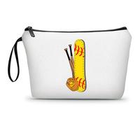 ARIOSEY Football Birthday Appreciation Graduation Gifts Small Initial Makeup Toiletry Bag for Her Women Teacher Stuff Friend Girl-A, Softball