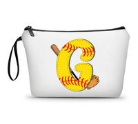 ARIOSEY Football Birthday Appreciation Graduation Gifts Small Initial Makeup Toiletry Bag for Her Women Teacher Stuff Friend Girl-A, Softball