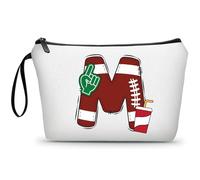 ARIOSEY Football Birthday Appreciation Graduation Gifts Small Initial Makeup Toiletry Bag for Her Women Teacher Stuff Friend Girl-A, Football, M