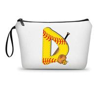 ARIOSEY Football Birthday Appreciation Graduation Gifts Small Initial Makeup Toiletry Bag for Her Women Teacher Stuff Friend Girl-A, Softball