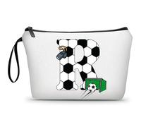 ARIOSEY Football Birthday Appreciation Graduation Gifts Small Initial Makeup Toiletry Bag for Her Women Teacher Stuff Friend Girl-A, Soccer, R