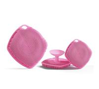 ARIOSOX 2 Pack Face Scrubbers, Silicone Body Scrubber Soft Bristles, Gentle Lather, Exfoliating & Deep Cleaning for Sensitive Skin, Giant Suction Cup Stick Securely (Body+ Face Scrubber Pink)