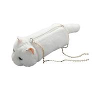 ARIOU Realistic Fluffy Plush Cat Bag - Cat Shape Handbag Purse Plush Cat Shape Animal Purse Realistic Cat Purse Cat Purse Cat Bag, White, Consulte la descripción