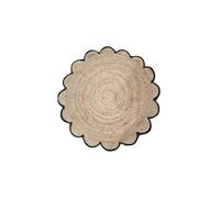 Arise Export Natural Round Jute Jute Area Rug, Floor Scalloped Edge Rug Braided Boho Eco Large Circular Handmade Area Rug, Black (2x2 Ft Round Rug)