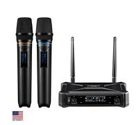 ARISEN Wireless Microphone System, Professional Karaoke Microphone UHF Dual Channel Handheld Microphone, 200ft Range Receiver and 2 Handheld Mic Set, Cordless Mic Systems for, Church, Wedding, DJ