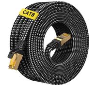 ARISKEEN Cat 8 Ethernet Cable 20M, High-Speed 40Gbps 2000MHz Internet Cable Braided Flat Gigabit Rj45 STP Shielded Internet Network Lan Cable Cord for Modem Router PC
