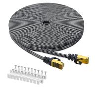 ARISKEEN Cat 8 Ethernet Cable 50M, High-Speed 40Gbps 2000MHz Network Cable Braided Flat Gigabit Rj45 STP Shielded Internet Network Lan Cable Cord for Modem Router PC