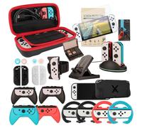 Arisll Accessories Family Bundle Accessories Nintendo Switch OLED, Carry Case& Screen Protector,4 Pack Joy Con Grips&Steering Wheels, Case Cover,Stand Mount,Joy Con Charger&MoreSwitch OLED