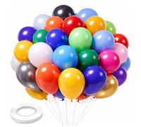 Arister 12-Inch Party Balloons 100 Pack - Assorted Rainbow Balloons for Birthday Decorations, Happy Birthday Balloons for Men & Women, Valentines Day Decorations, Gender Reveal, Prom Decorations