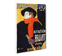 Aristide Bruant By Henri De Toulouse Lautrec Canvas Print | Gallery Wrapped 30mm Frame Wall Art | 20x14 inches | Ready to Hang | Impressionist Picture | Living Room Bedroom Lounge Office