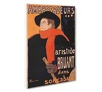 Aristide Bruant By Henri De Toulouse-Lautrec Canvas Print | Gallery Wrapped 30mm Frame Wall Art | 30x20 inches | Ready to Hang | Impressionist Picture | Living Room Bedroom Lounge Office