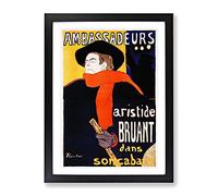 Aristide Bruant By Henri De Toulouse Lautrec Classic Painting Framed Print | A3 Black Framed Wall Art | Ready to Hang | Classic Historical Picture | Living Room Bedroom Lounge Office