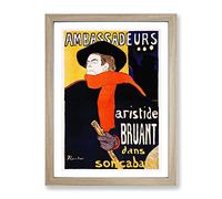 Aristide Bruant By Henri De Toulouse Lautrec Classic Painting Framed Print | A3 Oak Framed Wall Art | Ready to Hang | Classic Historical Picture | Living Room Bedroom Lounge Office