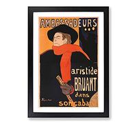 Aristide Bruant by Henri De Toulouse-Lautrec Framed Print | A2 Black Framed Wall Art | Ready to Hang | Modern Nature Picture | Living Room Bedroom Lounge Office