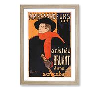 Aristide Bruant by Henri De Toulouse-Lautrec Framed Print | A2 Oak Framed Wall Art | Ready to Hang | Modern Nature Picture | Living Room Bedroom Lounge Office