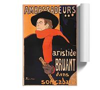 Aristide Bruant By Henri De Toulouse-Lautrec | Unframed Wall Art Print | Ready to Frame Poster | Modern Home Decor Picture | Artwork for Living Room, Bedroom or Office | A1 (59.4x84.1 cm)