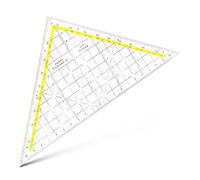 Aristo 1650/1 TZ Triangle (Hypotenuse 22.5 cm, Ink Nubs, No Facet, Plexiglass with Deep Embossing, Made in Austria) Transparent