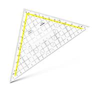 Aristo 1650/2 TZ Triangle with Firm Grip (Hypotenuse 22.5 cm, Ink Nubs, Facet on Hypotenuse, Plexiglass with Deep Embossing, Made in Austria) Transparent