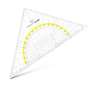 Aristo AR1555/2 Set Square with Fixed Grip (Hypotenuse 22.5 cm, Ink Nubs, Facet on The Hypotenuse, Plexiglass with Deep Embossing, Made in Austria) Transparent