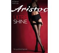 Ladies 1 Pair Aristoc 10 Denier Ultra Shine Hold Ups with Silk Finish - Black S/M