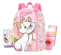 Aristocats Backpack for School Set - Bundle with 16" Disney Cats Backpack, Water Bottle, Tattoos, More | Aristocats Marie School Bag for Girls, Kids