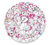 Aristocats Marie White Cat Vinyl Decal Stickers - Set of 50 Die-Cut - Suitable for Laptops, Phones, Cases, Walls, Luggage, Books, and Water Bottles