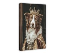 Aristocratic Australian Shepherd, Funny Dogt, Renaissance Painting, Portrait, Quirky Animals, Canvas Poster Wall Art Decor Print Picture Paintings for Living Room Bedroom Decoration 16x24inch(40x60cm)
