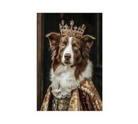 Aristocratic Australian Shepherd, Funny Dogt, Renaissance Painting, Portrait, Quirky Animals, Canvas Poster Wall Art Decor Print Picture Paintings for Living Room Bedroom Decoration 16x24inch(40x60cm)