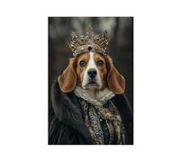 Aristocratic Beagle Australian Shephard Mix, Dog Portrait, Funny Animal Quirky Animals,t, Poster Print Decorative Painting Canvas Wall Art Living Room Posters Bedroom Painting 24x36inch(60x90cm)