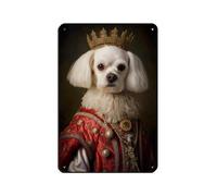 Aristocratic Maltese Dog, Funny Dog Tin Sign Vintage Metal Pub Club Cafe Bar Home Wall Art Decoration Poster Retro 8x12inch(20x30cm)