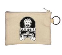 Aristotle is My Homeboy Greek Philosopher Key Chain Coin Purse Beige