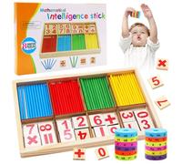 Arithmetic Learning Toys, 3PCS Montessori Maths Toy Set Children Number Games Learning Toys Math Games Wood Toy Counting Rods Mathematical Wooden Number Cards Building Blocks Gift for Kids