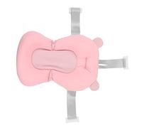 Aritynu Baby Bath Seat Cushion for Newborns, Three Safety Belts (Pink Bear) | Infant Supporter, Cotton Fabric, EPS Filler, 3D Mesh, Floating Use, Foldable, Plastic Tub Fit, 0 to 12 Months