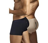 ARIUS Pack of 2 Boxer Shorts with Back Fill to Increase Volume and Size of Buttocks and Lifting. 1 in Black and 1 in Beige - Push up and Buttock Filling - Black - XL