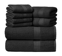 Ariv Towels Pack of 8, Premium 100% Cotton Towel Set (2 Bath Towels + 2 Hand Towels + 4 Washcloths), Large, Super Soft, Quick Dry, Highly Absorbent for Home, Bathroom, Gym, Hotel & Spa - Grey
