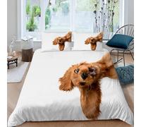 ARiXIaNg 3D Dog Bedding Set Cocker Spaniel Double Size Duvet Cover Set Soft Microfiber Quilt Cover with Zipper Closure with 2 Pillowcases Luxury Bedroom Decor 3PCs 155x220cm