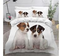 ARiXIaNg 3D Jack Russell Terrier Duvet Cover Double Size 3 Pieces Dog Animal Adults Ultra Soft Microfiber Quilt Cover with Zipper Closure Luxury Bedroom Decor with 2 Pillowcases For Kids Aldult