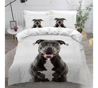 ARiXIaNg 3D Staffordshire Bull Terrier Duvet Cover Double Size 3 Pieces Dog Animal Adults Ultra Soft Microfiber Quilt Cover with Zipper Closure Luxury Bedroom Decor with 2 Pillowcases For Kids Aldult